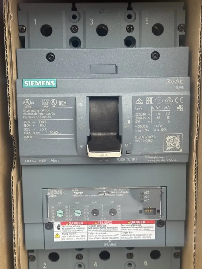 Автоматический выключатель Siemens 3VA6340-6HN31-0aa0 3p 400a 65k LSI Trip Unit