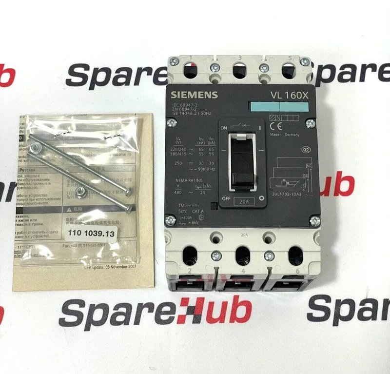 Автоматический выключатель SIEMENS 3VL1702-1DA33-0AA0 Circuit Breaker 20A 3 Pole