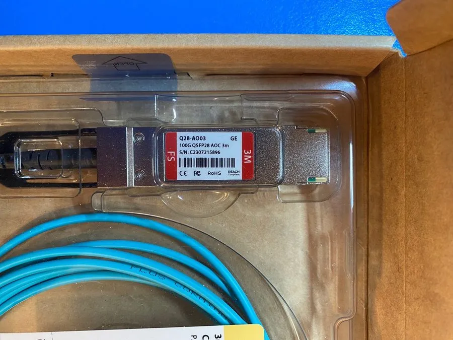 Кабель FS 100G AOC 3M(10ft) QSFP28 Active Optical Cable Q28-AO03