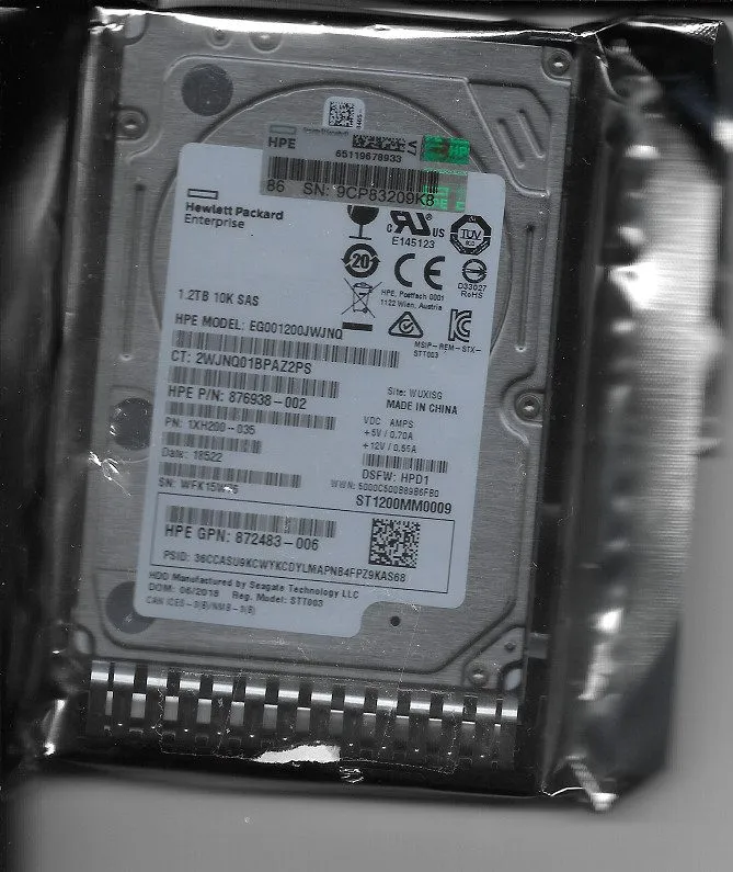 Жёсткий диск HPE 872479-B21 872737-001 1.2TB 10K 12Gb/s 2.5" SAS SC DS HDD G8 G9 — фото лота 1