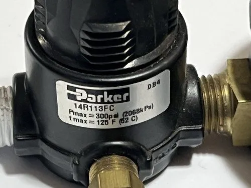 Регулятор давления PARKER 14R113FC AIR PRESSURE REGULATOR 300 PSI W/ WIKA 0-60 P — фото лота 4