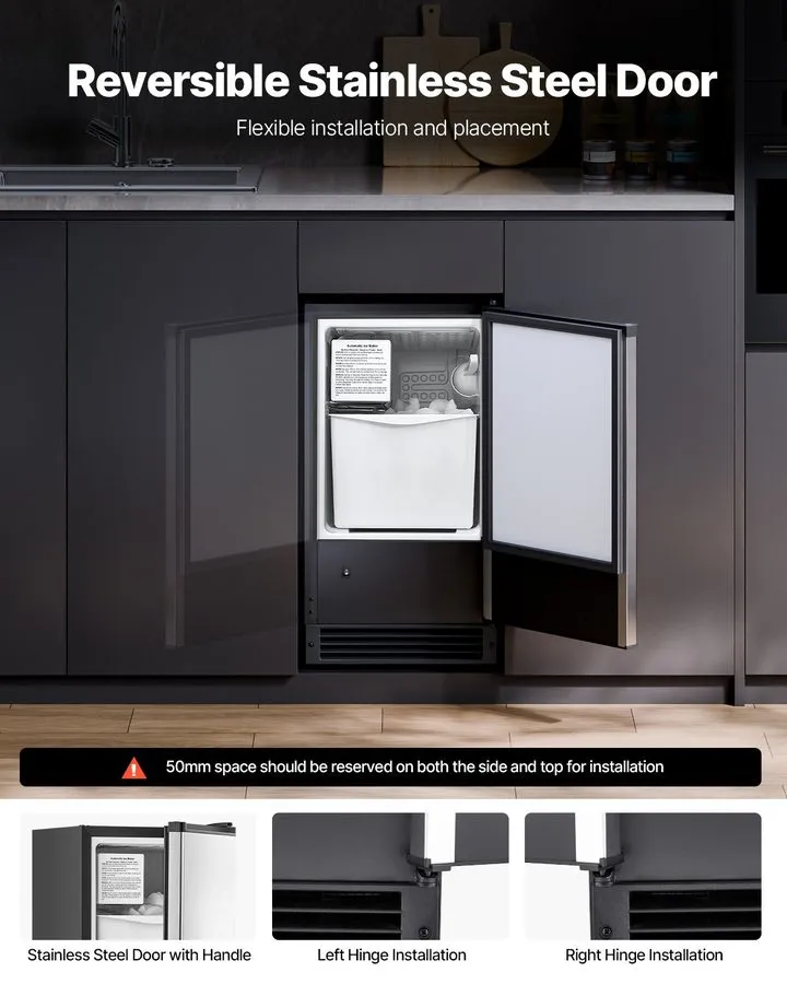 Льдогенератор Uimoso 15" Commercial Ice Maker 25Lb/Day Built-in Crescent Ice Mak — фото лота 2