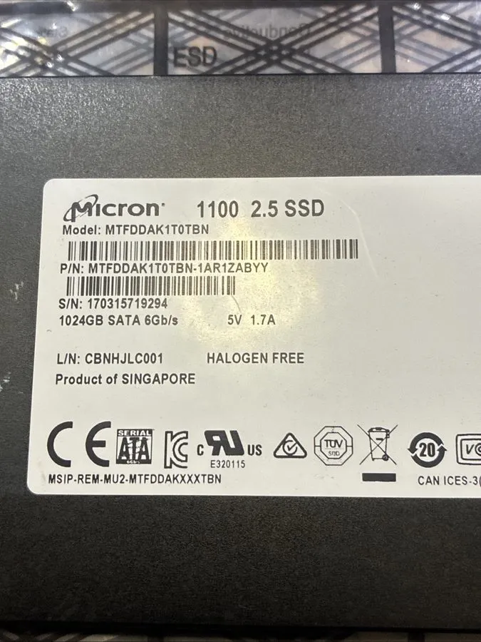 SSD-накопитель Micron 1100 MTFDDAK1T0TBN 1TB Internal SSD 2.5" SATA III 6Gbps TH