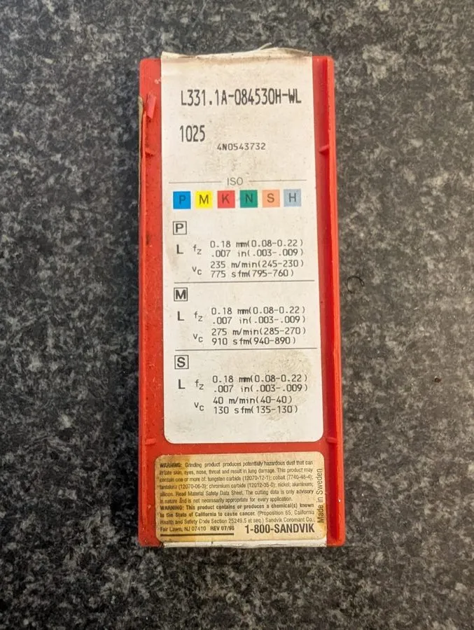 Режущий инструмент SANDVIK L331.1A-084530H-WL 1025 INSERT — фото лота 1