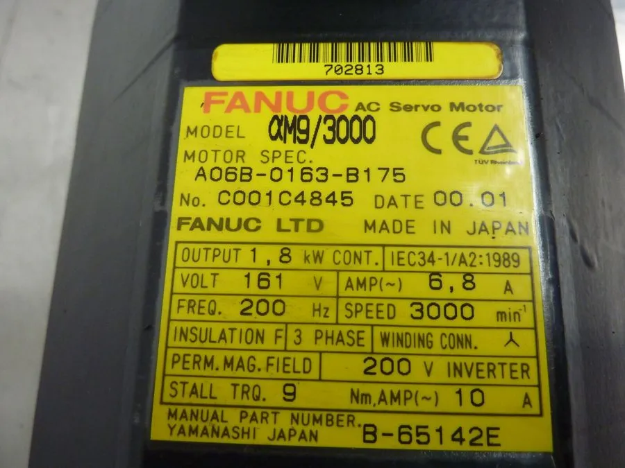 Серводвигатель REPAIRED FANUC A06B-0163-B175 AC SERVO MOTOR 1.8kW 3000RPM