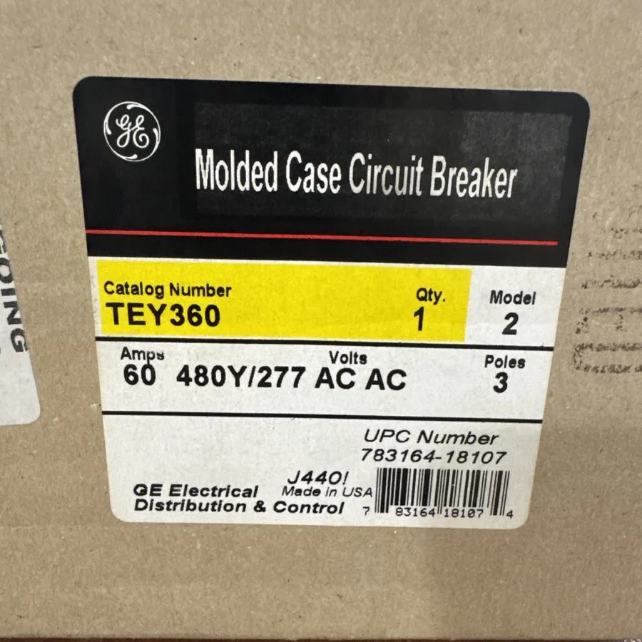Автоматический выключатель GENERAL ELECTRIC TEY360 TEY 3 POLE 60 AMP 480v CIRCUI