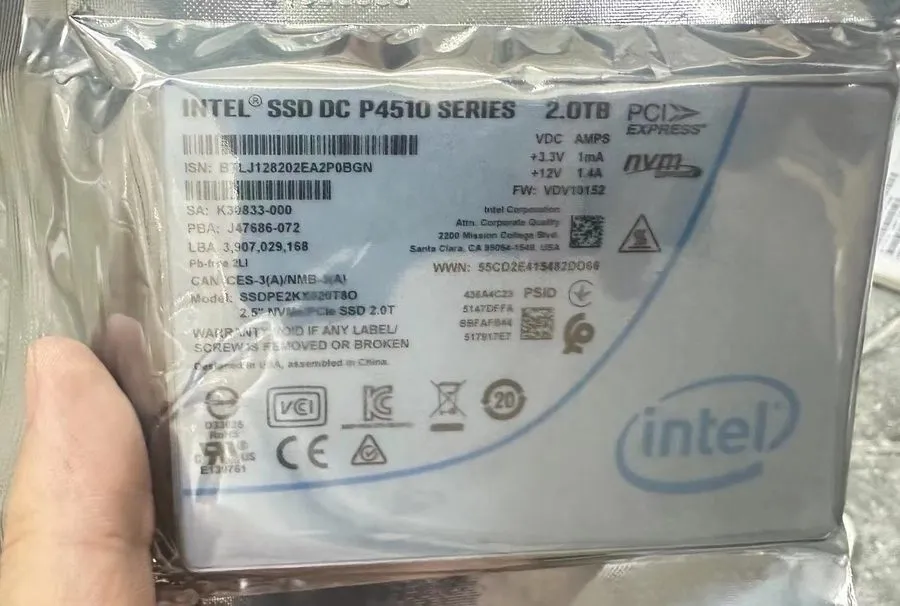 SSD-накопитель Intel P4510 2TB PCIe Gen3 x4 NVMe U.2 2.5" Enterprise SSD SSDPE2K