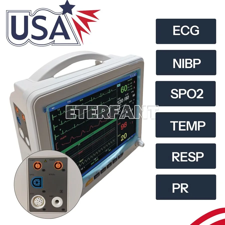 Электрокардиограф ETERFANT Portable 8" Patient Monitor Vital Sign Monitor ECG/NI
