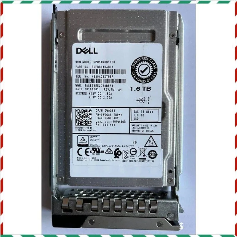 SSD-накопитель Dell D7KJJ 1.6TB SAS 12Gbps SSD Write Intensive WI 2.5 Inch Kioxi