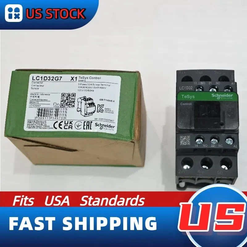 Контактор Schneider LC1D32G7 3P AC Contactor, 32A AC-3, 120V AC Coil, Max 690V