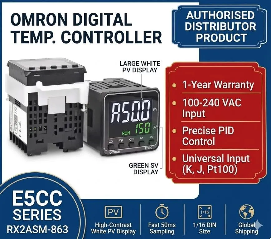 Датчик температуры Omron E5CC-RX2ASM-863 Temperature Controller 100-240VAC Brand — фото лота 1