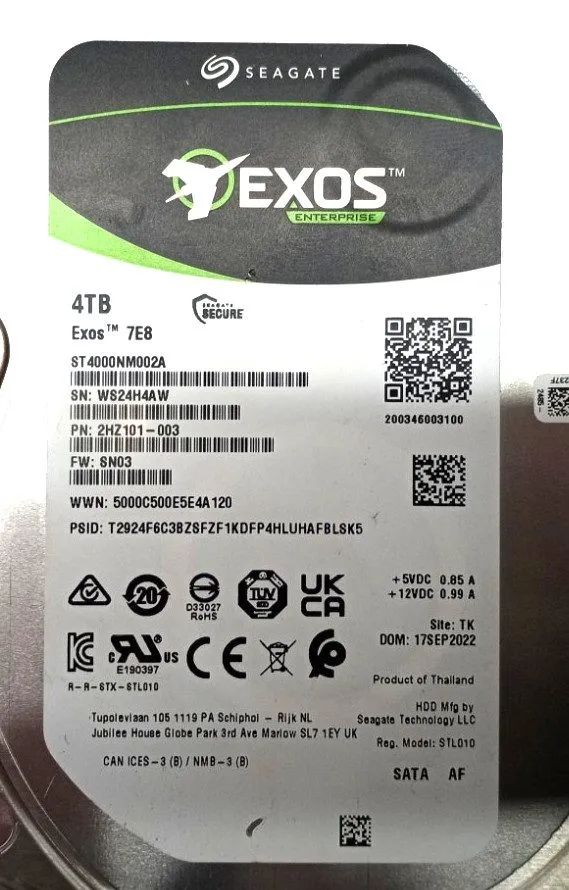 Жёсткий диск Seagate Exos 7E8 4TB 7200 SATA 6Gb/s 3.5" Enterprise Hard Drive ST4