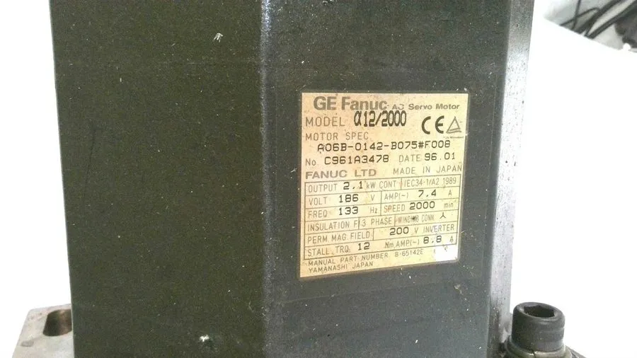 Серводвигатель Fanuc A06B-0142-B075 AC Servo Motor a12/2000 2.1kW 186V 2000rpm 7