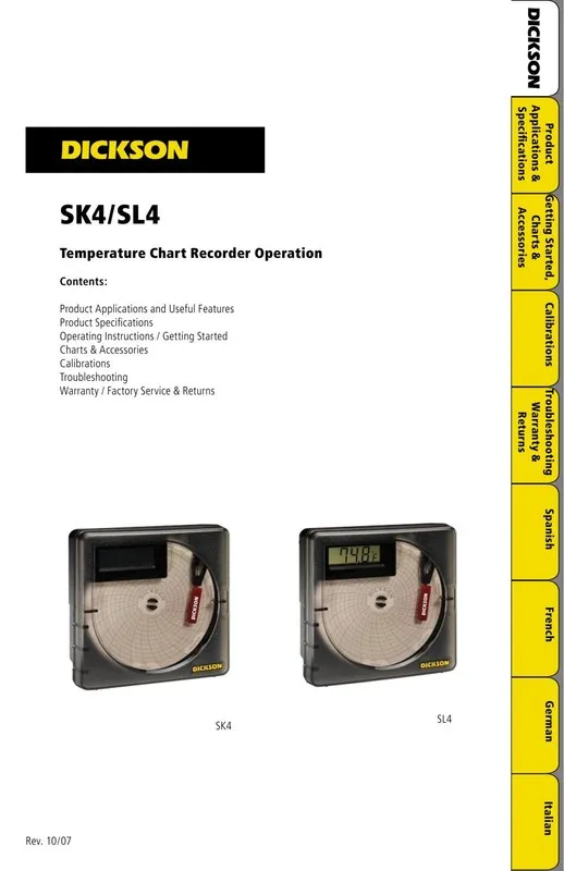 Датчик температуры Dickson TempTrace SK4 4" 7-Day Temperature Chart Recorder, SK — фото лота 1