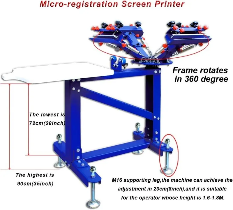 Плата 4 Color 1Station Screen Printing Machine Desktop Press Printer Shirt Press