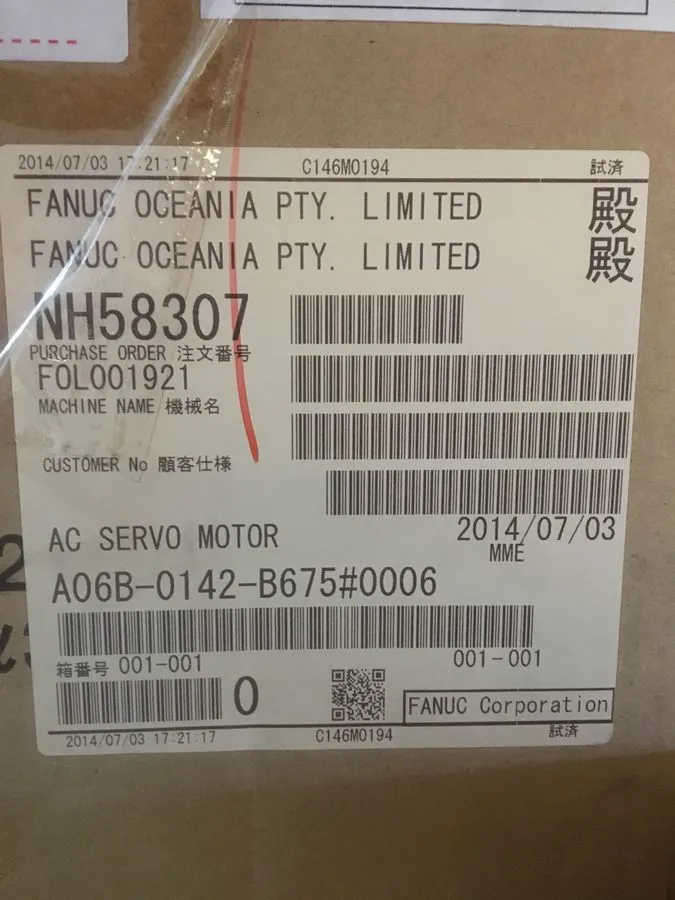Серводвигатель Fanuc A06B-0142-B675 A12/2000 AC Servo Motor A64 2000 RPM 2.1KW 7