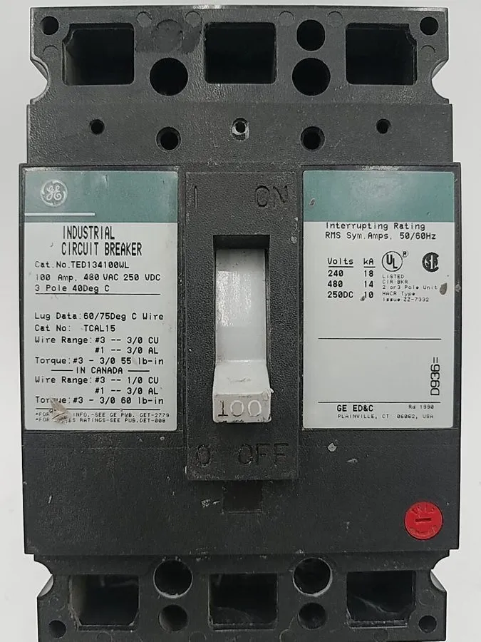 Автоматический выключатель GE TED134100WL 3 pole 100 amp 480v CIRCUIT BREAKER TE