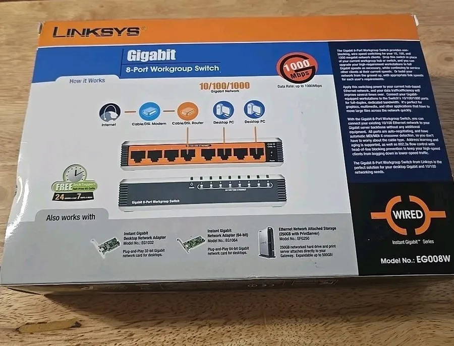 Коммутатор Linksys EG008W Gigabit 8-Port Workgroup External Desktop Switch Cisco