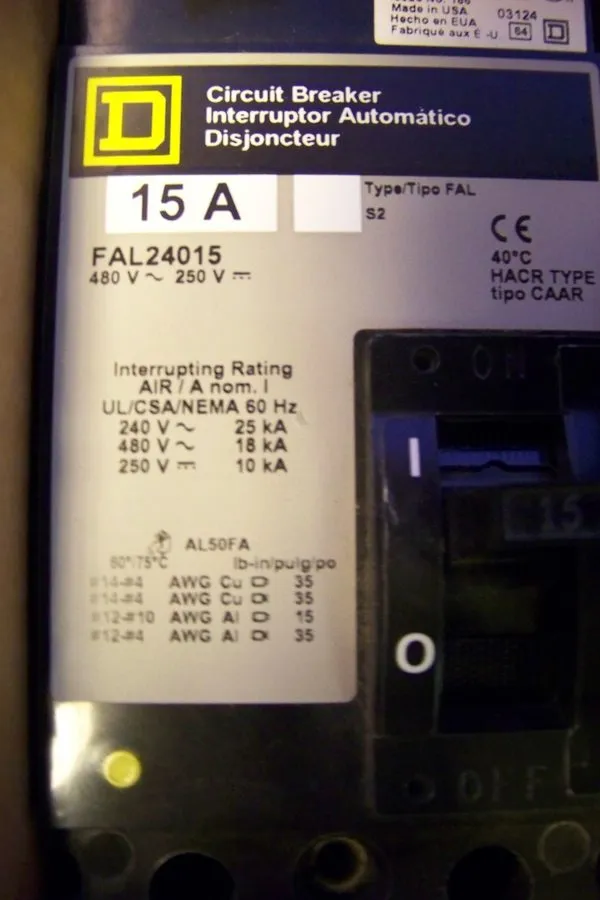 Автоматический выключатель Square D FAL24015 Molded Case Circuit Breaker 480V, 1