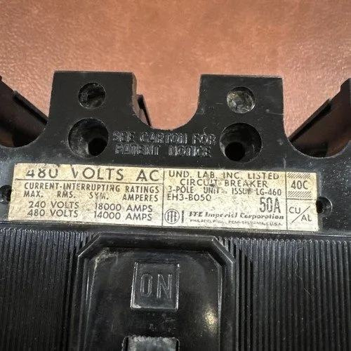 Автоматический выключатель ITE EH EH3 EH3-B050 3 Pole 50 Amp 480v Circuit Breake