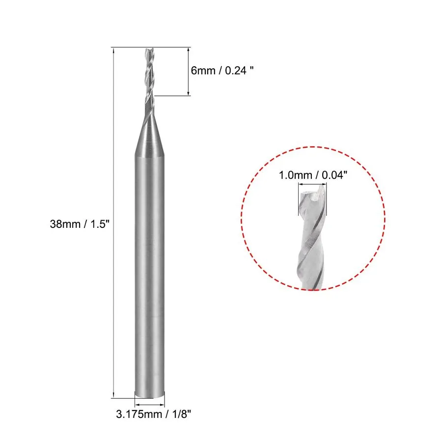 Оборудование ЧПУ 1/8" Shank 1.0mmx6mm Carbide End Mill ACRYLIC CNC Router Bits — фото лота 2