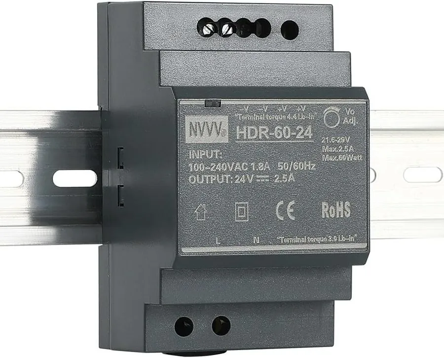 Блок питания Mean Well HDR-60-24 Ultra Slim DIN Rail Power Supply 100~240VAC to