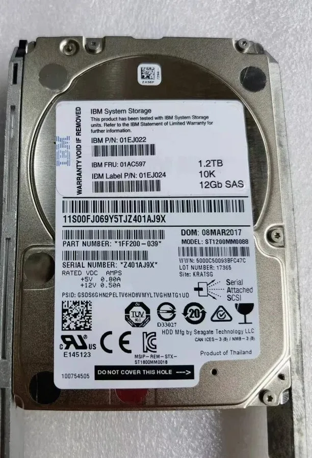 Жёсткий диск IBM 1.2TB 10K RPM 12Gbps 2.5" SAS HDD Hard Drive 01AC597 01EJ022 01