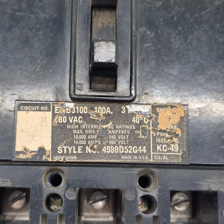 Автоматический выключатель Westinghouse EHB3100 Circuit Breaker 100A 3P 480V 3PH
