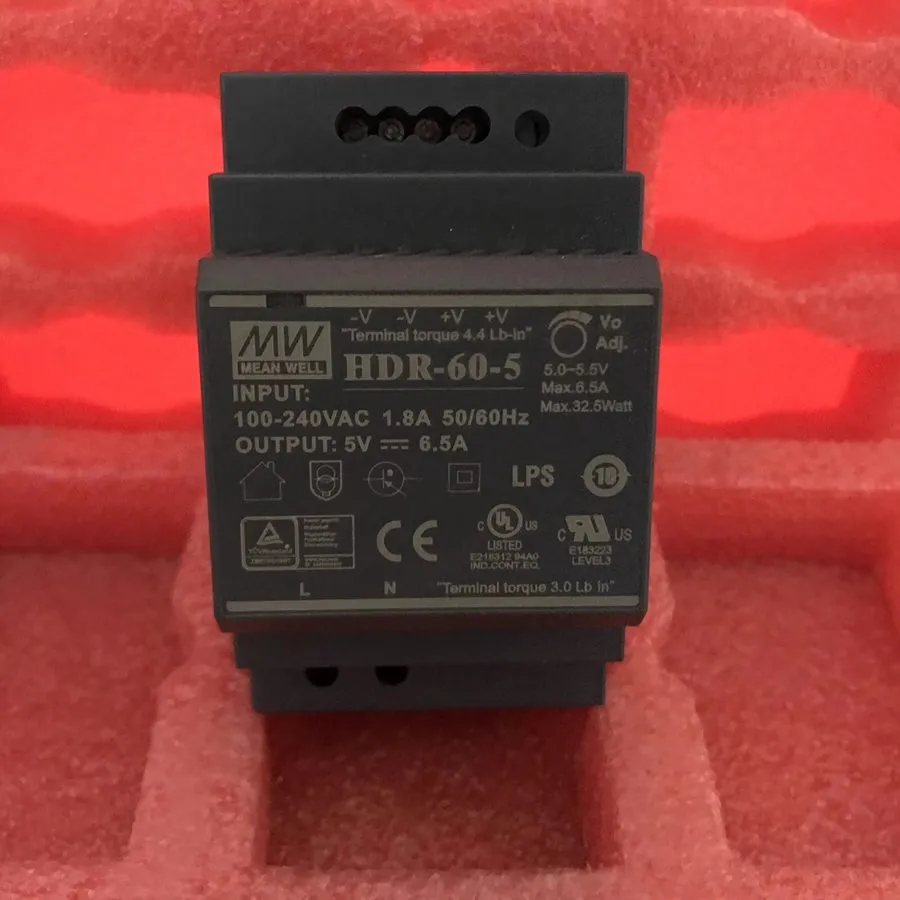 Блок питания Mean Well HDR-60-5 32W 5V 6.5A Hat Rails Power Supply DIN-RAIL