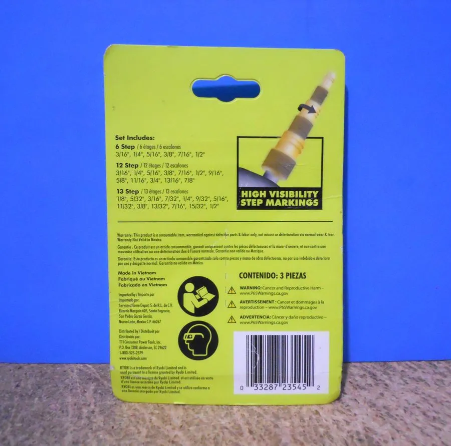 Режущий инструмент RYOBI Step Drill Bit Set (3-Pieces) (Model: A97301)