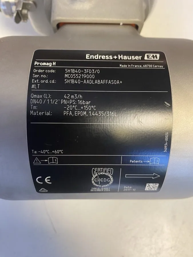 Датчик потока Endress+Hauser Proline Promag H 100 Flow Sensor DN40 1 1/2" 5H1B40 — фото лота 2