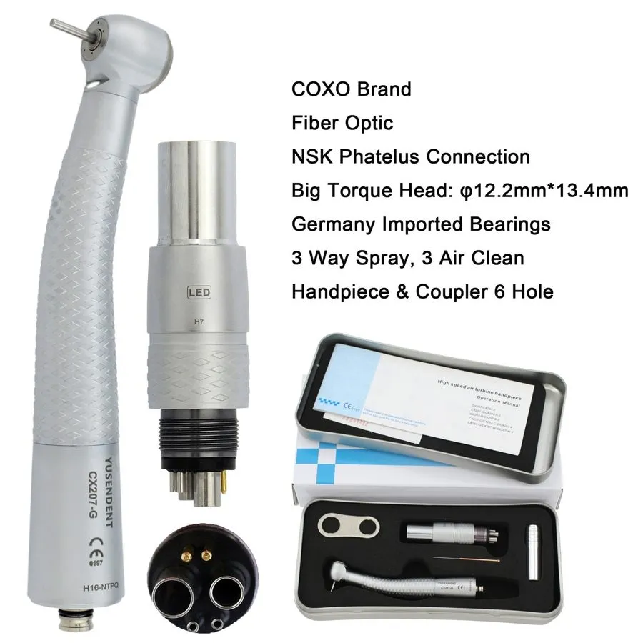 Стоматологический наконечник COXO Dental Handpiece High Speed Fiber Optic CX207- — фото лота 2