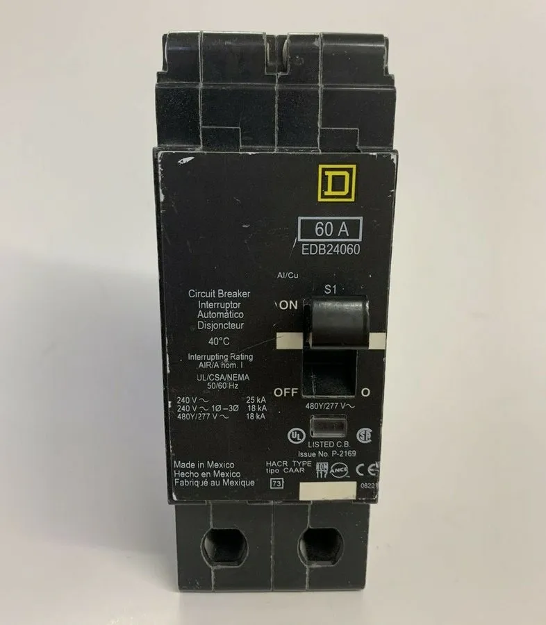 Автоматический выключатель Square D EDB24060 Circuit Breaker, 60 Amp 480 V, 2-Po