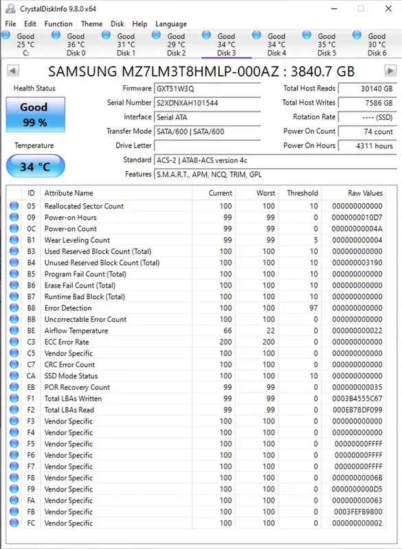SSD-накопитель Samsung PM863a 3.84TB 2.5" SSD SATA III Hard Drive MZ-7LM3T8N MZ7 — фото лота 3