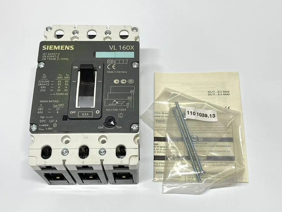 Автоматический выключатель Siemens Circuit Breaker 3VL1706-1DD33-0AA0 VL160X N 6 — фото лота 1