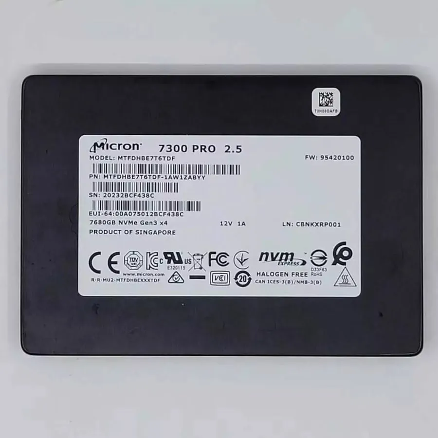 SSD-накопитель Micron 7.68TB NVMe U.2 PCIe Gen 3.0 x4 RI SFF 2.5" SSD 7300 PRO M