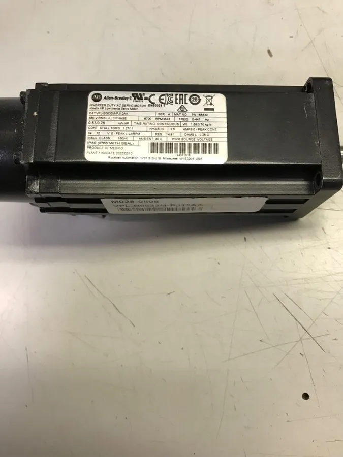 Серводвигатель 2023 Allen Bradley VPL-B0633M-PJ12AA Kinetix Servo Motor 480V AC  — фото лота 2