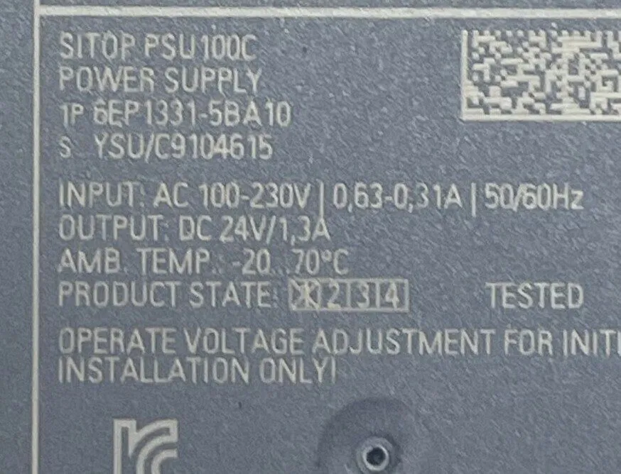 Блок питания SIEMENS 6EP1331-5BA10 SITOP 24 VDC 1.3A POWER SUPPLY