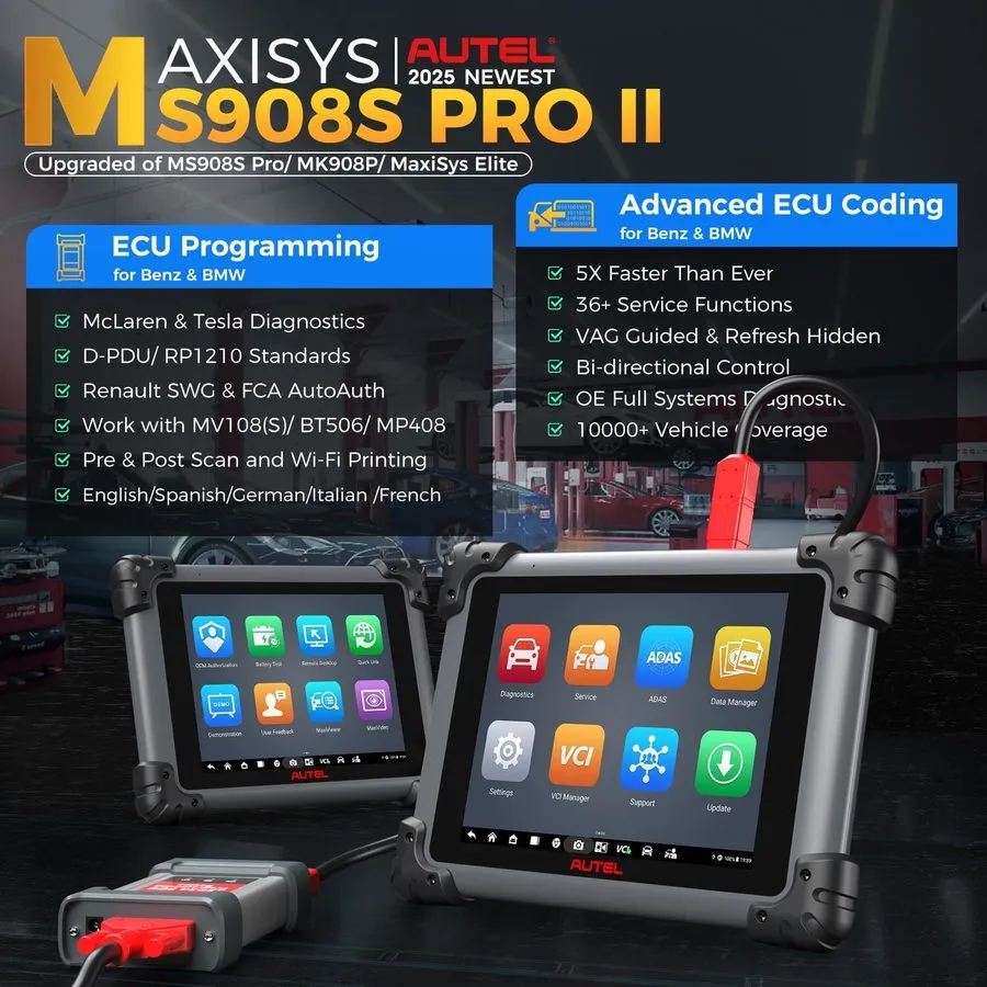 Диагностический сканер Autel MaxiSYS MS908S PRO II & J2534 Programming Coding Sc