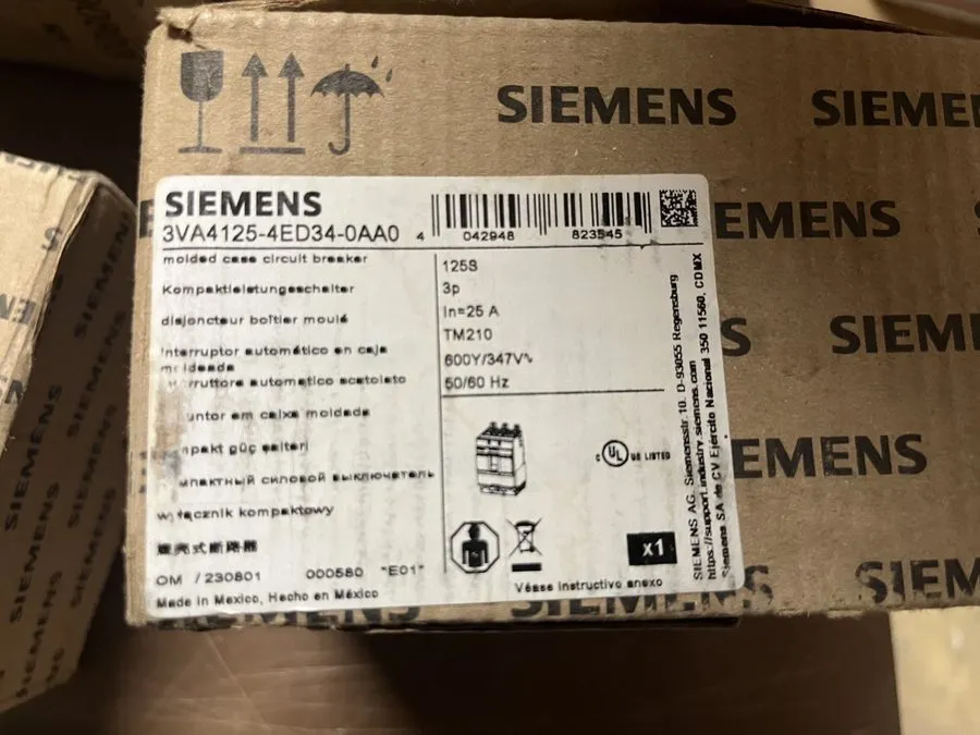 Автоматический выключатель Siemens 3VA4125-4ED34-0AA0 3p 25a 25k Circuit Breaker