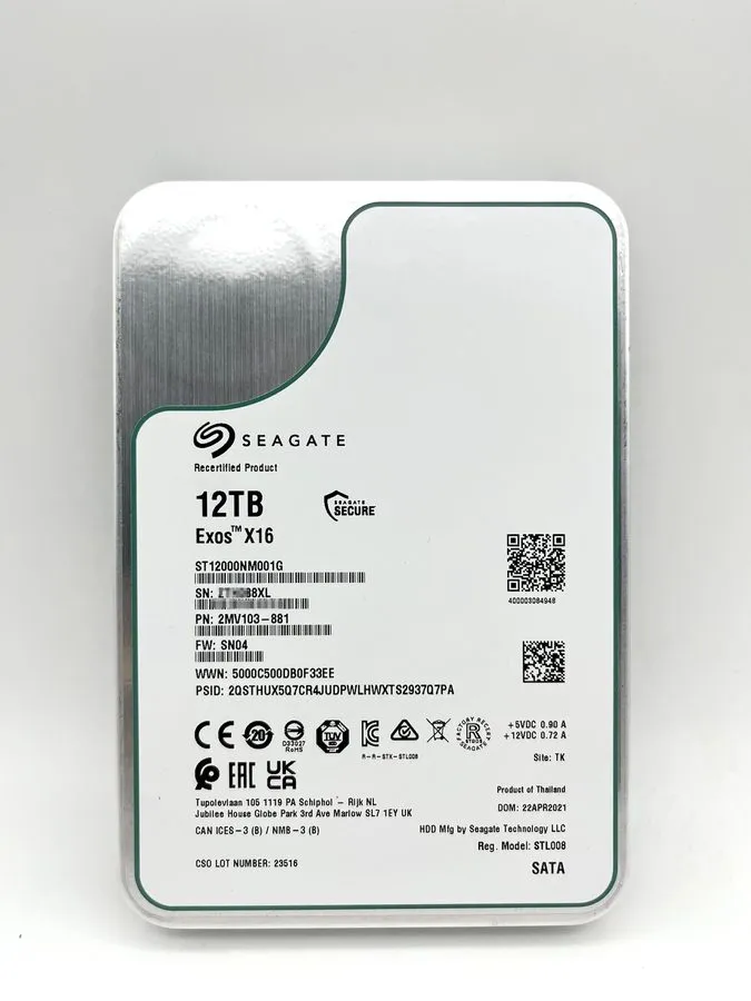 Жёсткий диск Seagate Exos X16 ST12000NM001G 12TB Hard Drive Internal SATA/600 72
