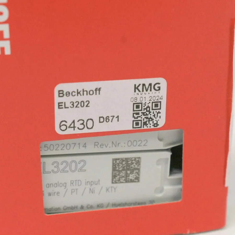Модуль ввода-вывода BeckHoff EL3202 EtherCat Terminal, 2 Channels, 3 Wire, PT100