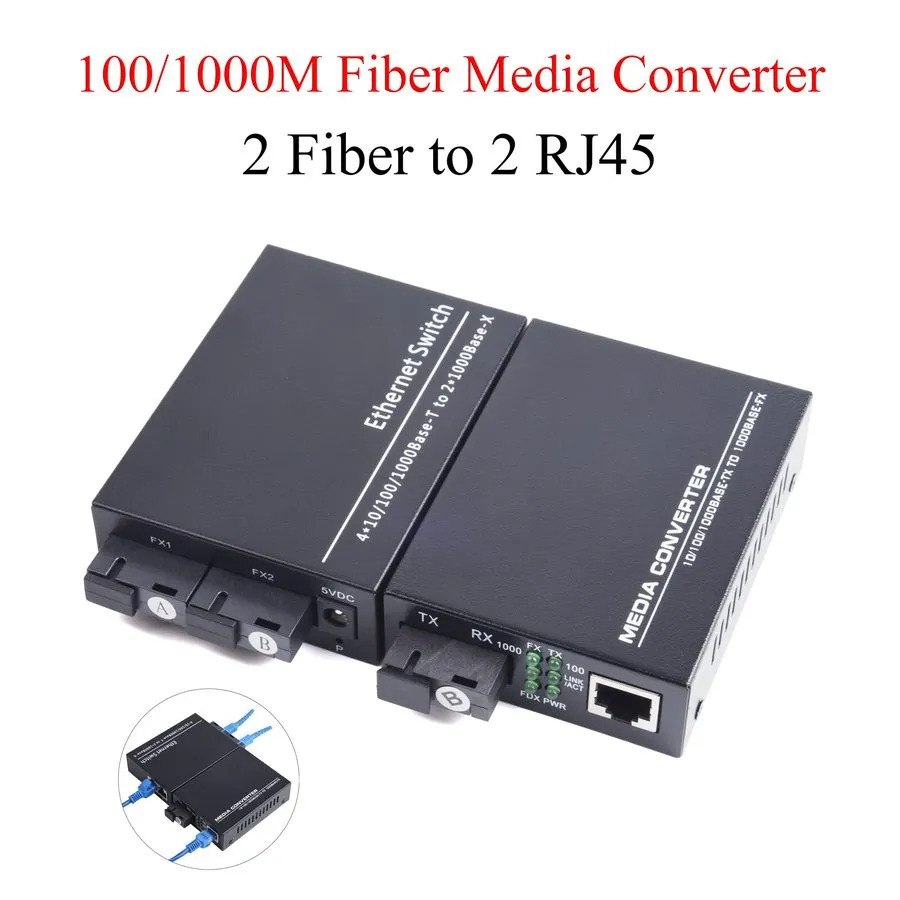 Медиаконвертер Gigabit Fiber Optical Converter 10/100/1000M Single Mode 2Fiber t
