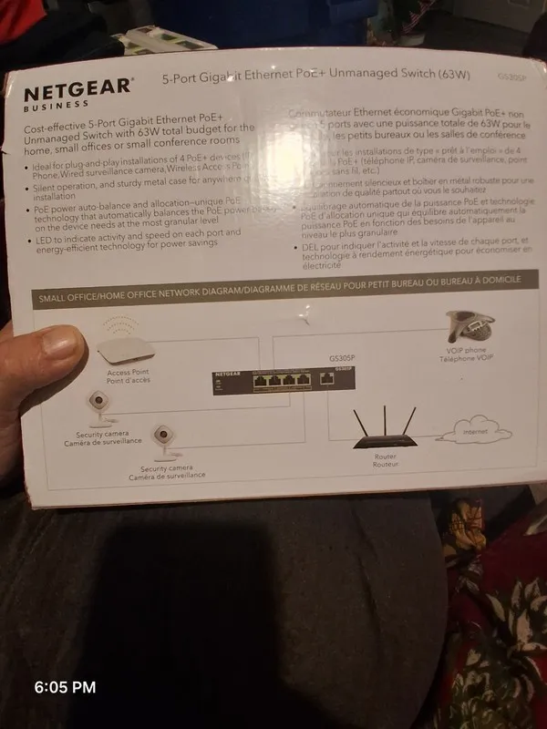 Коммутатор NETGEAR GS305P-200NAS 5-Port Unused