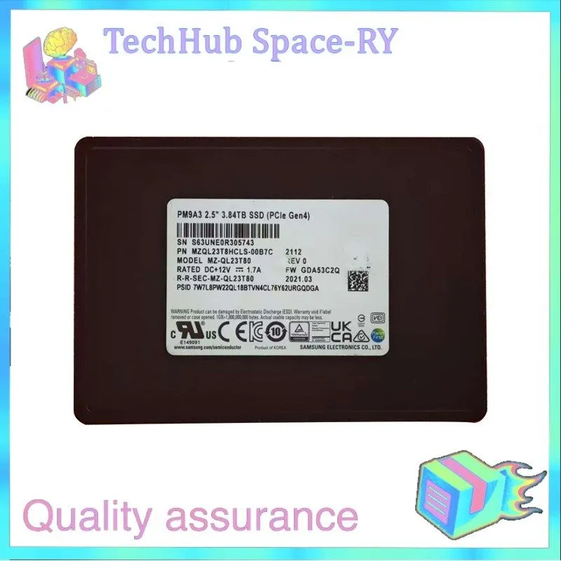 SSD-накопитель Samsung PM9A3 3.84T U.2 NVMe PCIE 4.0 Gen4 MZQL23T8HCLS-00B7C 00A