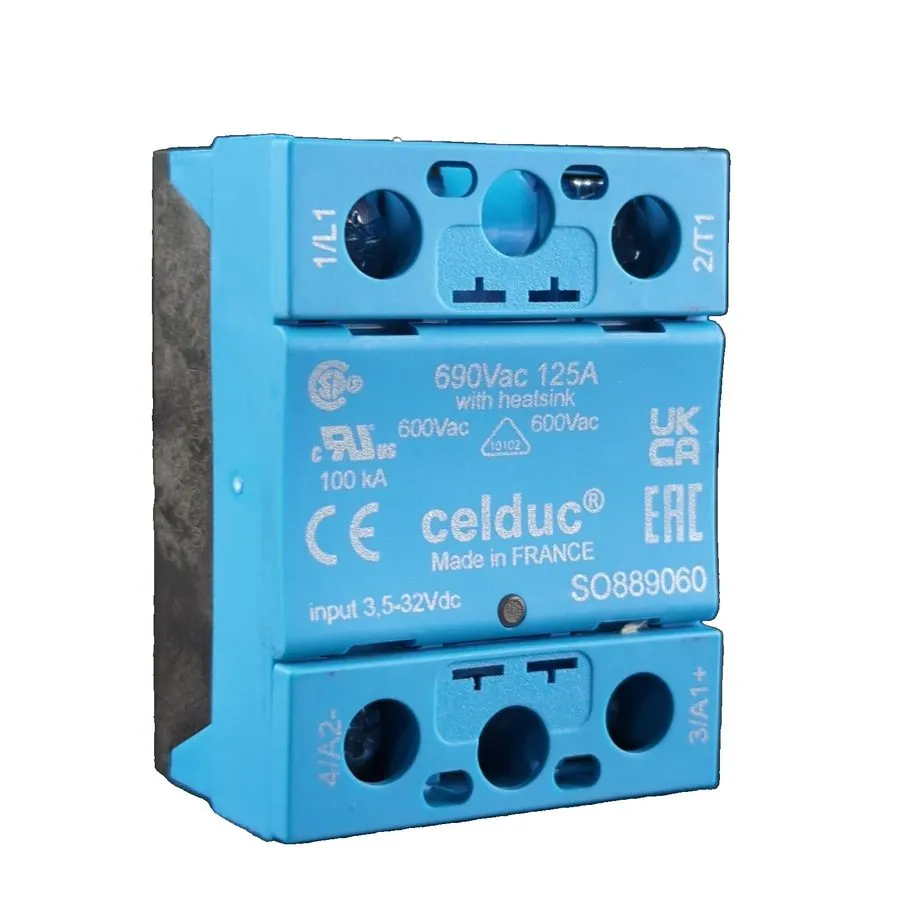 Реле Celduc SO889060 Solid State Relay 125A 24-690V Load 3.5-32Vdc Input SPST-NO