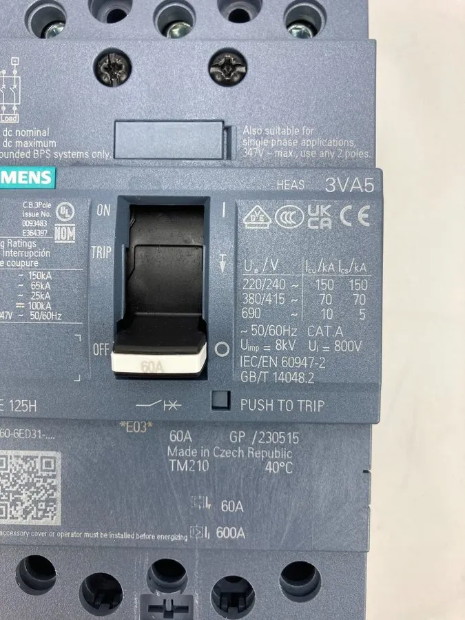 Автоматический выключатель Siemens 3VA5160-6ED31-0AA0 Circuit Breaker 60 Amp 3VA — фото лота 2