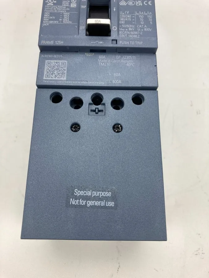 Автоматический выключатель Siemens 3VA5160-6ED31-0AA0 Circuit Breaker 60 Amp 3VA — фото лота 3