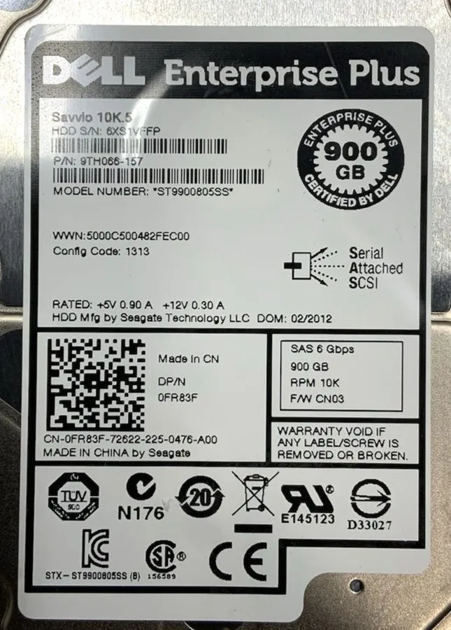 Жёсткий диск ST9900805SS Seagate 9TH066 900GB 10K RPM 6Gb/s 2.5"SAS HDD Hard Dri