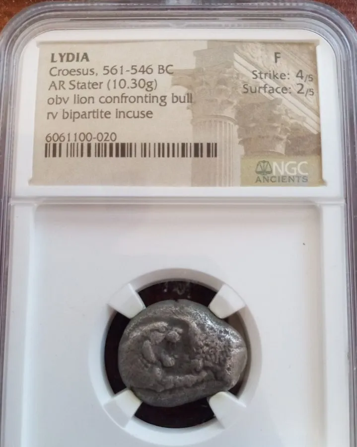 Лабораторный прибор Croesus Lion Bull Kroisos Lydia AR Stater 561-546 BC. NGC Ch